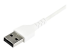 RUSB2AC1MW - StarTech.com 1m USB A to USB C Charging Cable, Durable Fast Charge & Sync USB 2.0 to USB Type C Data Cord, Rugged TPE Jacket Aramid Fiber M/M 3A White, Samsung S10, S20, iPad Pro, Pixel - Close up